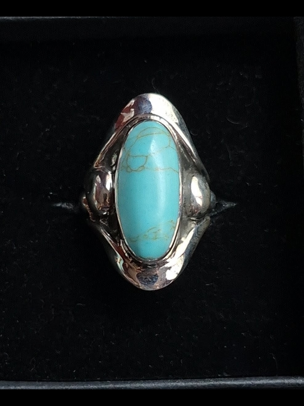 SEED & SAGE Sterling Silver Oval Turquoise Statement Ring Sz 6